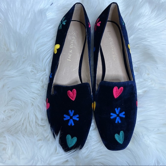 Jack Rogers Midnight Multicolor Embroidered Kennedy Velvet Loafers Size 11 - Picture 2 of 8